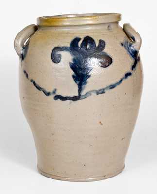2 Gal. Baltimore Stoneware Jar with Loop Handles and Floral Decoration