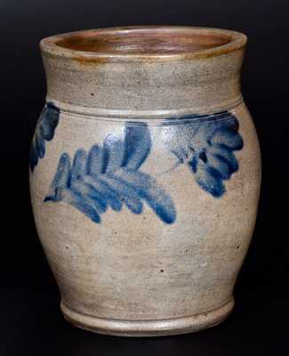 Remmey, Philadelphia, One-Gallon Stoneware Jar with Cobalt Floral Decoration