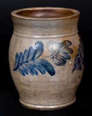 Remmey, Philadelphia, One-Gallon Stoneware Jar with Cobalt Floral Decoration