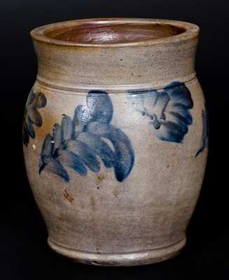 Remmey, Philadelphia, One-Gallon Stoneware Jar with Cobalt Floral Decoration