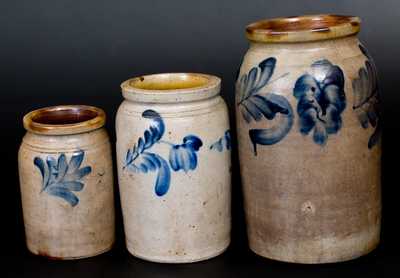 Graduated Group of Three Remmey Stoneware Jars, Philadelphia, PA origin, circa 1865