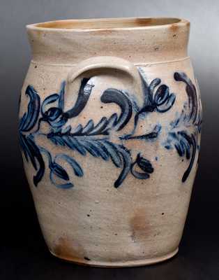 Two-Gallon Baltimore Stoneware Jar w/ Elaborate Cobalt Floral Decoration, c1835