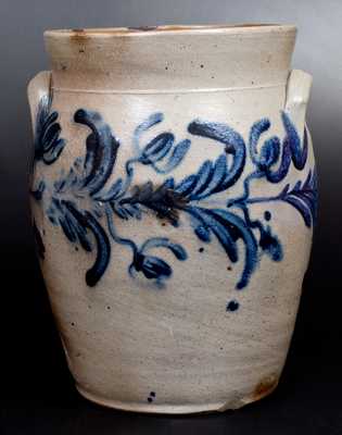 Two-Gallon Baltimore Stoneware Jar w/ Elaborate Cobalt Floral Decoration, c1835