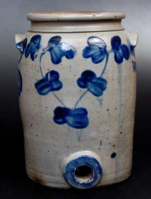 Three-Gallon Baltimore Stoneware Water Cooler with Cobalt Clover Decoration