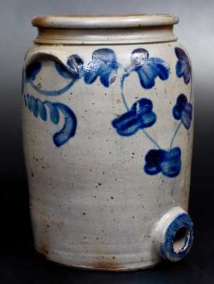 Three-Gallon Baltimore Stoneware Water Cooler with Cobalt Clover Decoration