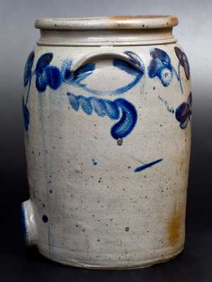 Three-Gallon Baltimore Stoneware Water Cooler with Cobalt Clover Decoration