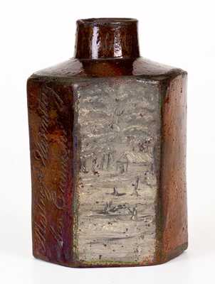 Very Rare Kentucky Redware Cannister by Philip Anthony, 1795