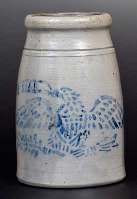 Stoneware Canning Jar w/ Stenciled Eagle Motif, Inscribed