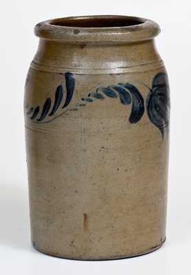 One-Gallon Western PA Stoneware Jar w/ Cobalt Floral Decoration