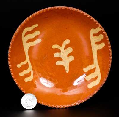 Small-Sized Slip-Decorated Redware Plate, Philadelphia, PA origin, c1820-40