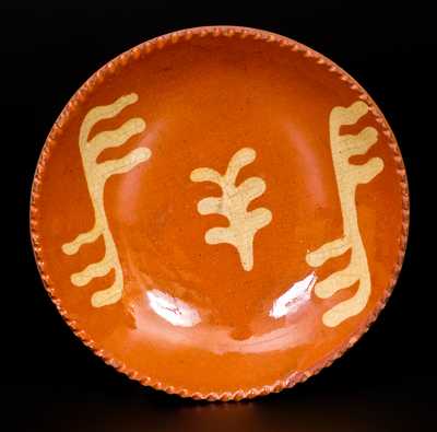 Small-Sized Slip-Decorated Redware Plate, Philadelphia, PA origin, c1820-40