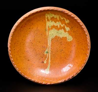 Slip-Decorated Redware Tart Plate, Pennsylvania origin, 19th century