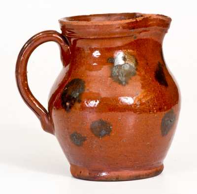 Miniature Glazed Redware Pitcher, Huntington, Long Island, NY or Norwalk, CT origin, c1840