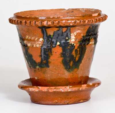 Glazed Redware Flowerpot, Pennsylvania origin, circa 1860-1885