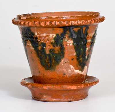 Glazed Redware Flowerpot, Pennsylvania origin, circa 1860-1885