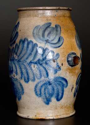 Exceptional Stoneware Rundlet w/ Profuse Decoration, att. H.H. Zigler, Newville, PA, c1852-65