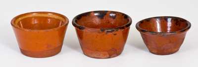 Three Miniature Glazed Redware Bowls, Eastern U.S. origin, 19th century