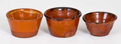 Three Miniature Glazed Redware Bowls, Eastern U.S. origin, 19th century