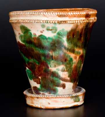 Shenandoah Valley Multi-Glazed Redware Flowerpot, attrib. J. Eberly & Co., Strasburg, VA