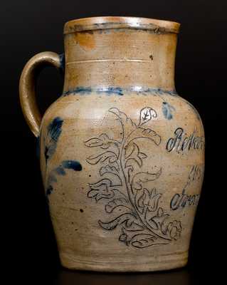 Extremely Rare Three-Quart Remmey Stoneware Presentation Pitcher, "Robert Loudon / 1893 / Growler"