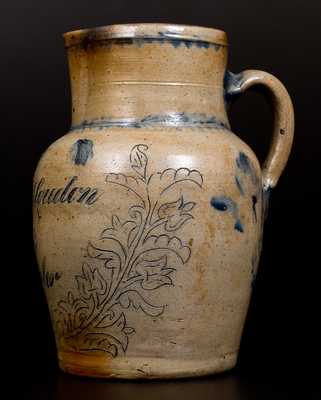Extremely Rare Three-Quart Remmey Stoneware Presentation Pitcher, "Robert Loudon / 1893 / Growler"