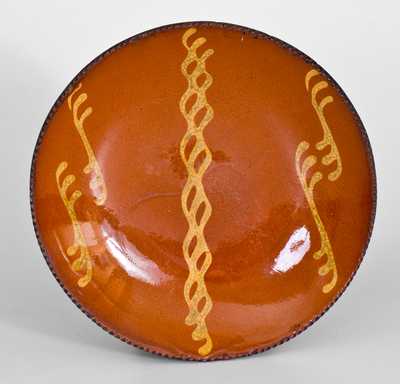 Slip-Decorated Redware Plate, Philadelphia, PA origin, second quarter 19th century
