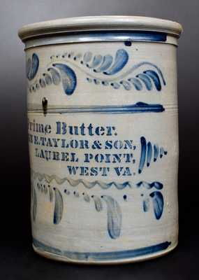 Extremely Rare PRIME BUTTER / LAUREL, POINT, W. VA Stoneware Advertising Crock