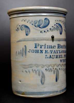 Extremely Rare PRIME BUTTER / LAUREL, POINT, W. VA Stoneware Advertising Crock