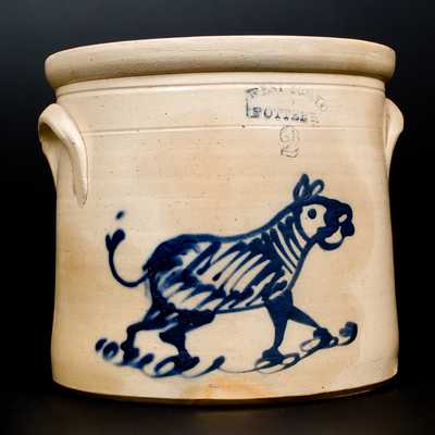 Very Rare WEST TROY POTTERY Stoneware Crock with Zebra Decoration