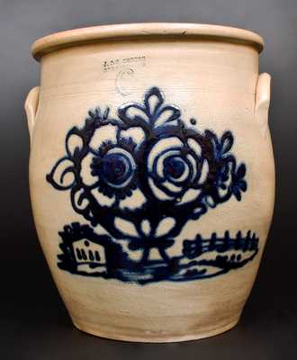 Exceptional J. & E. NORTON Jar w/ Basket-of-Flowers, House Scene and