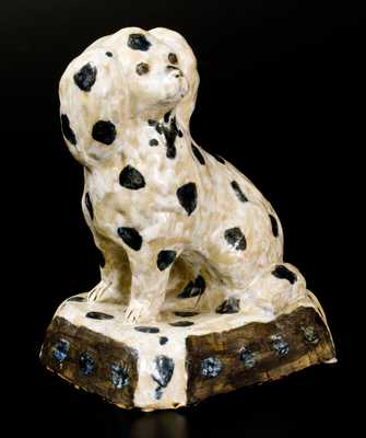 Extremely Rare and Important A. P. Donaghho, Parkersburg, WV Stoneware Spaniel