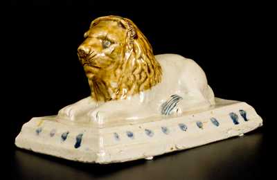 Stoneware Lion Doorstop attrib. A.P. Donaghho, Parkersburg, WV