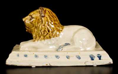 Outstanding Stoneware Lion attrib. A. P. Donaghho, Parkersburg, West Virginia