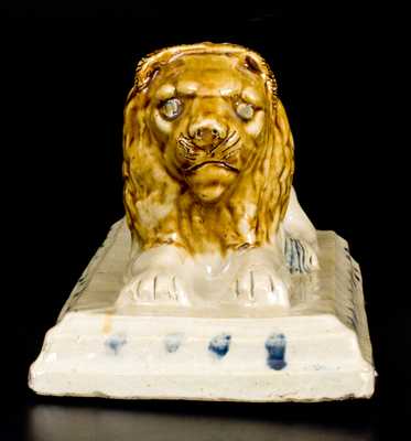 Outstanding Stoneware Lion attrib. A. P. Donaghho, Parkersburg, West Virginia