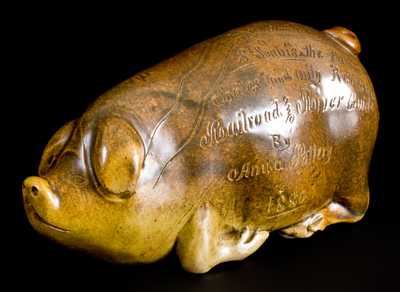 Very Fine Anna Pottery Stoneware Pig with Albany Slip and Salt Glaze