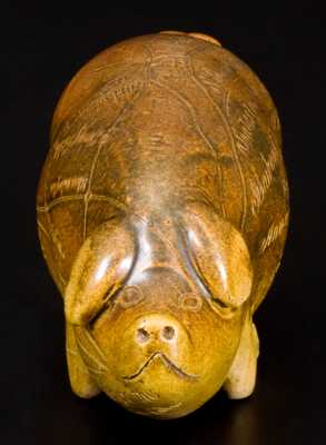 Very Fine Anna Pottery Stoneware Pig with Albany Slip and Salt Glaze