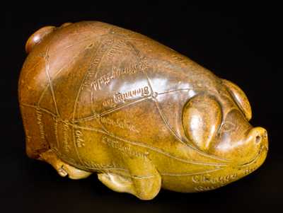 Very Fine Anna Pottery Stoneware Pig with Albany Slip and Salt Glaze