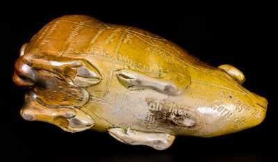 Very Fine Anna Pottery Stoneware Pig with Albany Slip and Salt Glaze