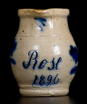 Very Rare Miniature Remmey (Philadelphia) Stoneware Presentation Pitcher Incised 