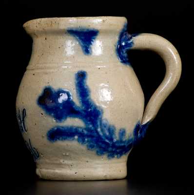 Very Rare Miniature Remmey (Philadelphia) Stoneware Presentation Pitcher Incised 