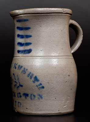 Rare Western PA Stoneware Pitcher w/ CLARINGTON, OHIO Stencilled Advertising