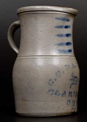 Rare Western PA Stoneware Pitcher w/ CLARINGTON, OHIO Stencilled Advertising