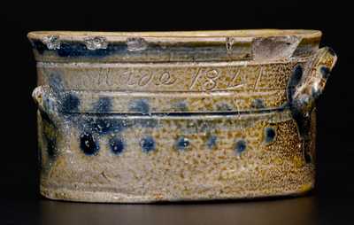 Extremely Rare "Xerxes Price / Made 1841" Inscribed Miniature Butter Crock, New Jersey origin