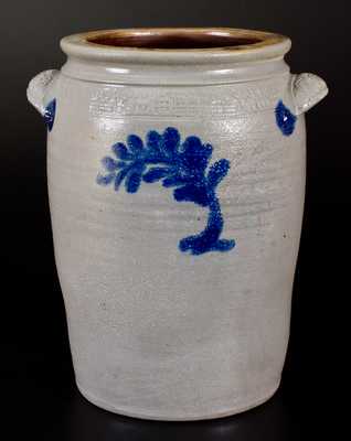 MORGANTOWN POTTERY (Thompson Family, Morgantown, WV) Stoneware Jar w/ Coggled Town Scene