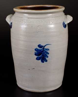 Very Fine MORGANTOWN POTTERY Stoneware Jar w/ Elaborate Coggled House Scene