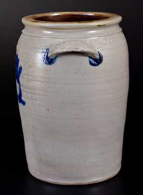 Very Fine MORGANTOWN POTTERY Stoneware Jar w/ Elaborate Coggled House Scene