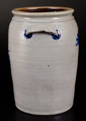 Very Fine MORGANTOWN POTTERY Stoneware Jar w/ Elaborate Coggled House Scene
