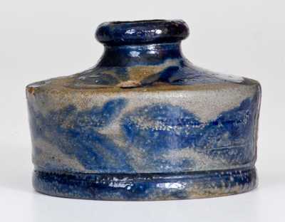 Very Rare Stoneware Inkwell with Profuse Cobalt Floral Decoration, Baltimore, circa 1825