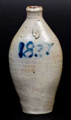 Rare Cobalt-Decorated Stoneware Flask, Dated