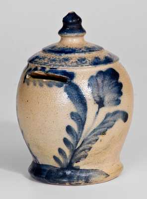 Rare and Fine Stoneware Bank with Cobalt Floral Decoration, att. Richard C. Remmey, Philadelphia, PA